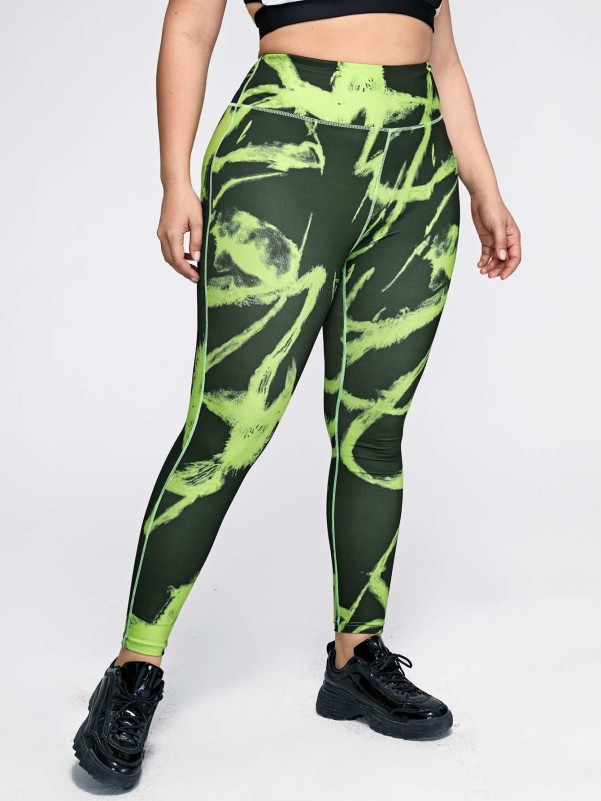 Plus Graphic Print Sports Leggings