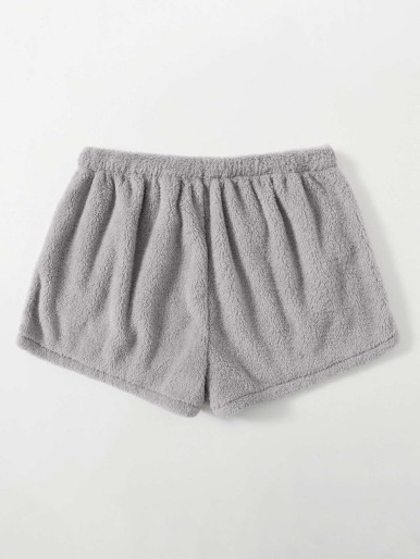 Plus Knot Front Flannel Sleep Shorts