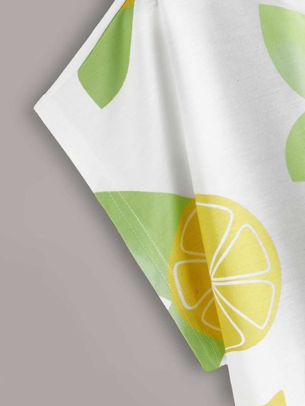 تي شيرت بلاس بطبعة الليمون والشعار