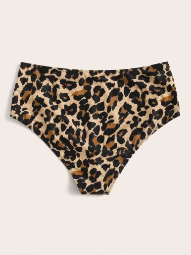 Plus Leopard High Waisted Bikini Panty