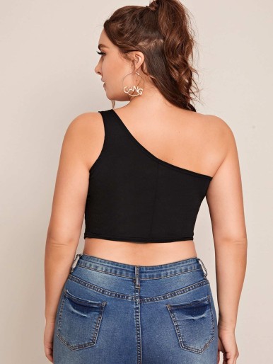 Crop top shoulder cut hot sale