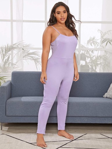 Plus Solid Fitted Cami Jumpsuit