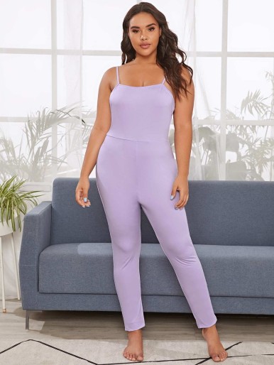Plus Solid Fitted Cami Jumpsuit