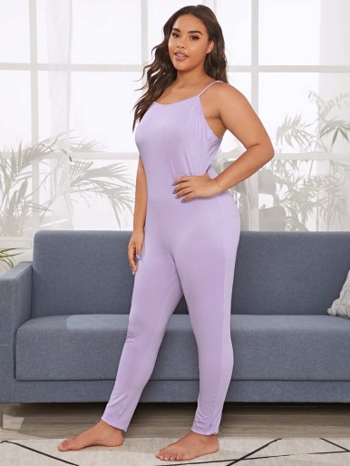 Plus Solid Fitted Cami Jumpsuit