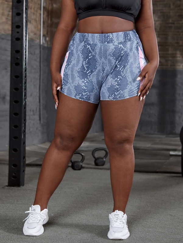 Plus Size Striped Sporty Shorts