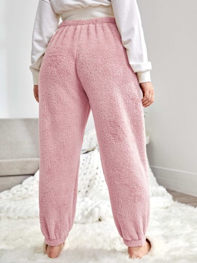 Plus Teddy Solid Sleep Pants