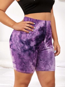 Plus Tie Dye High Waist Biker Shorts