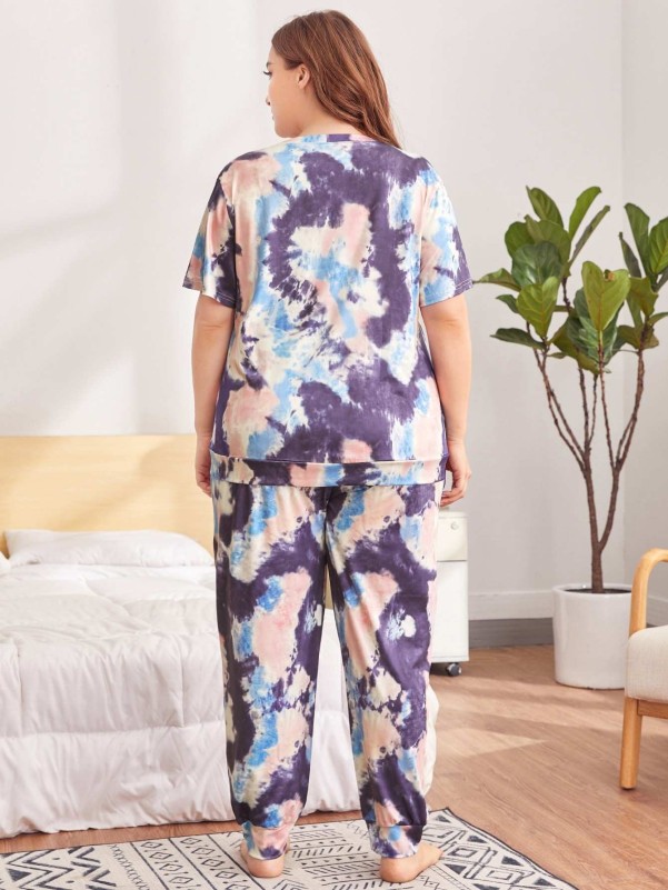 Plus Tie Dye PJ Set