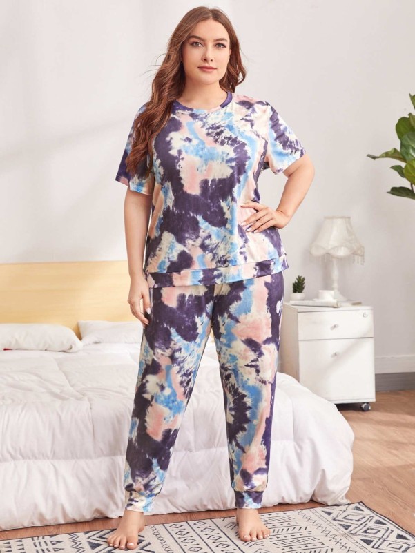 Plus Tie Dye PJ Set