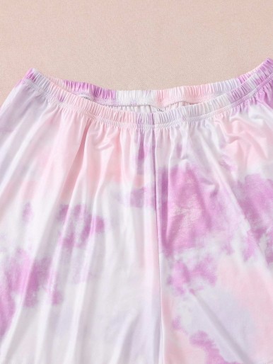 Plus Tie Dye Print Shorts PJ Set