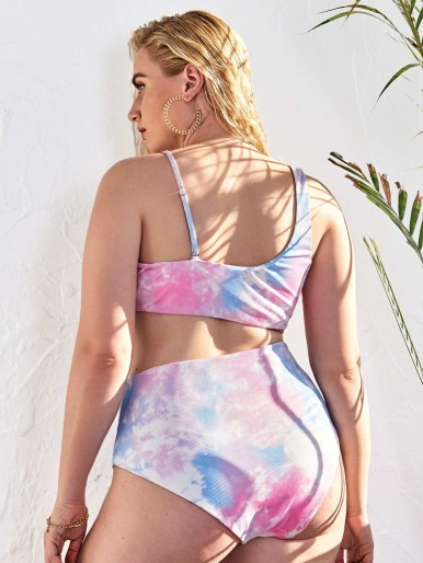 Plus Tie Dye Rib Bikini Swimsuit