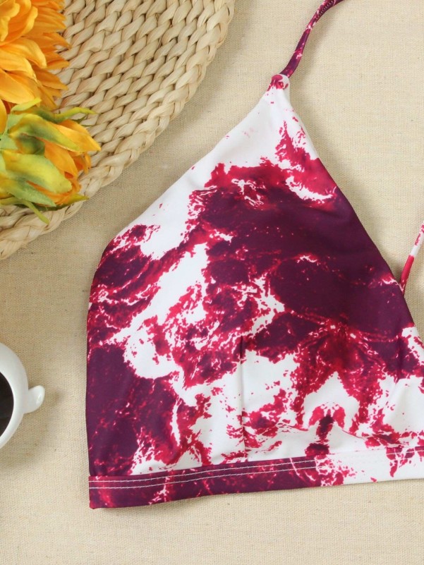 Plus Tie Dye Tie Back بيكيني ملابس السباحة