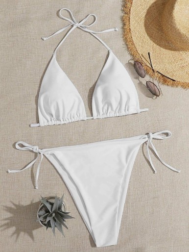 Plus Triangle Tie Side Bikini Swimsuit