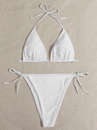 Plus Triangle Tie Side Bikini Swimsuit