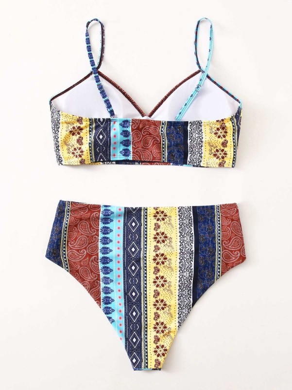 Plus Tribal High Waisted Bikini Swimsuit