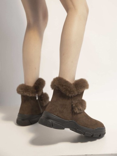 Plush Suede Ankle Boots
