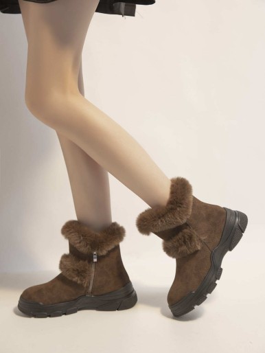 Plush Suede Ankle Boots