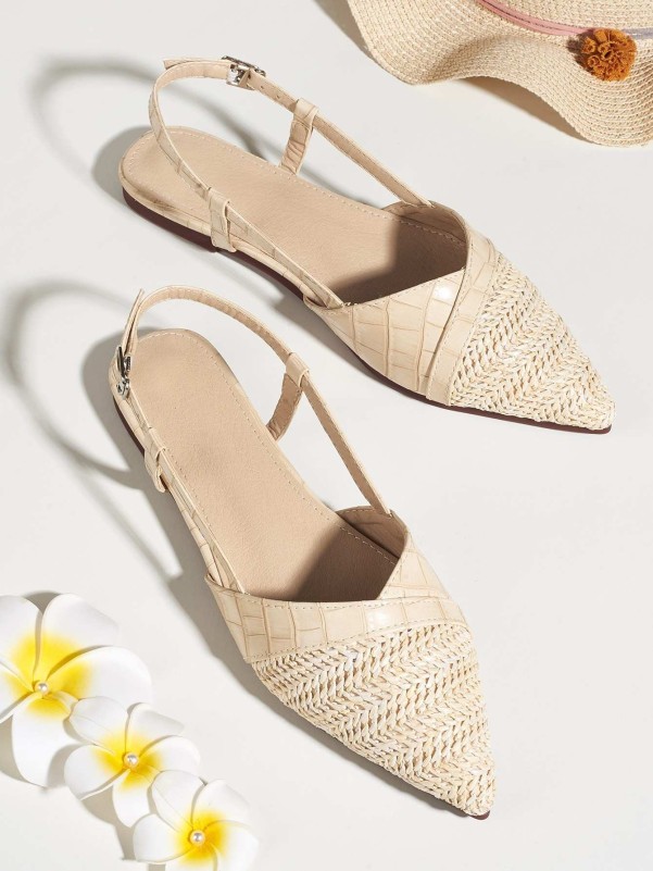 Woven slingback clearance flats