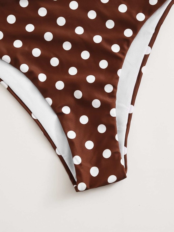 Polka Dot Halter Underwire Bikini Swimsuit