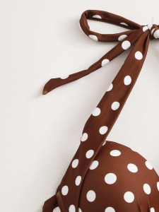 Polka Dot Halter Underwire Bikini Swimsuit