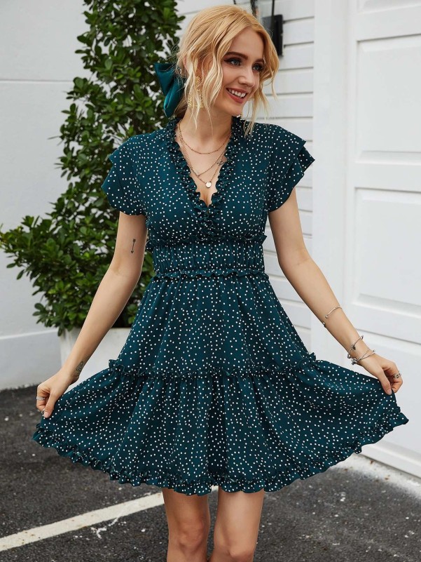 Polka dot cut out hot sale dress