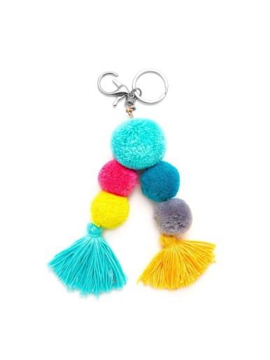 Velvet ball and keychain tassel charm