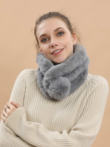 Pom Pom Decor Plain Scarf