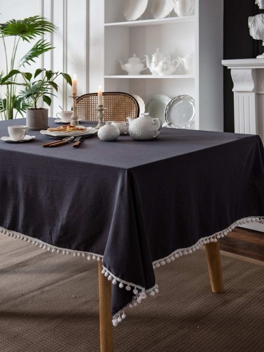 Pom Pom Decor Tablecloth