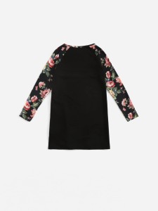 Girls Raglan Sleeve Flower Tunic Dress