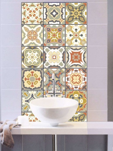 Random Symmetrical Pattern Ceramic Tile Sticker 1pc