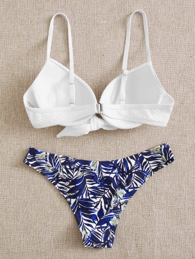 Random Tropical Tie Front Underwire Bikini Swimsuit