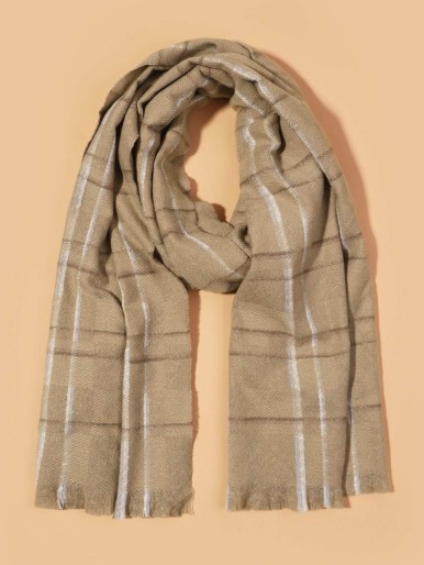 Raw Hem Plaid Scarf