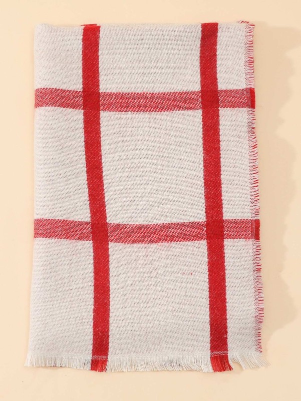 Raw Hem Plaid Scarf