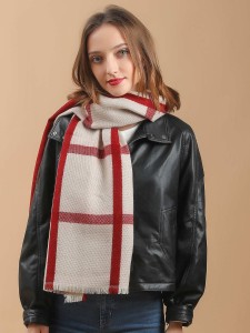 Raw Hem Plaid Scarf