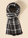 Raw Hem Plaid Scarf