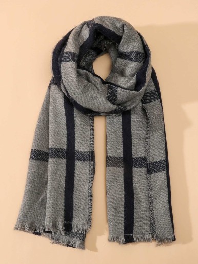 Raw Hem Plaid Scarf