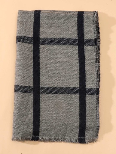 Raw Hem Plaid Scarf