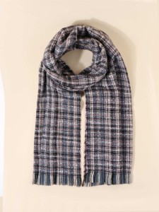 Raw Hem Plaid Scarf