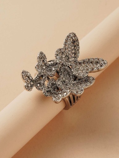 Rhinestone Butterfly Decor Ring