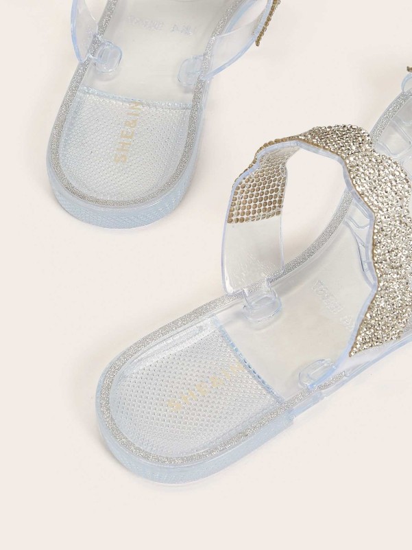 Rhinestone Decor Clear Slides