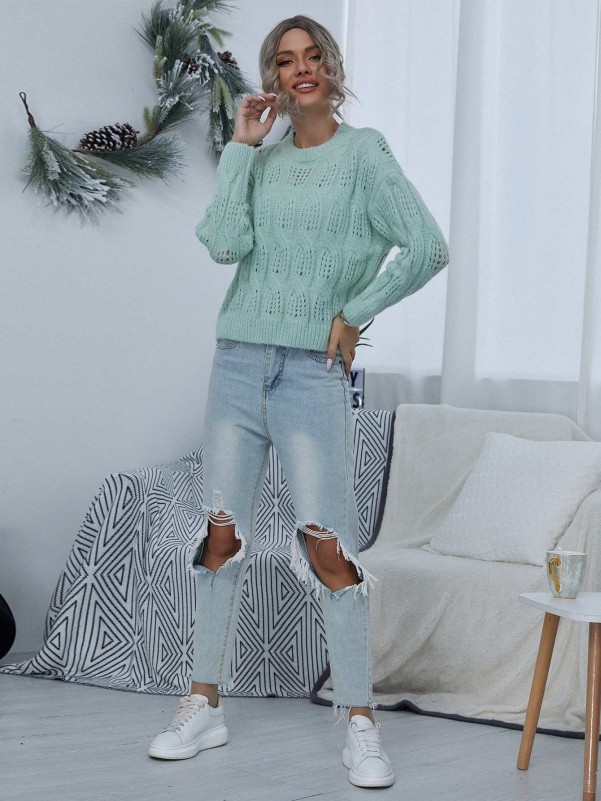 Daytrip Pointelle Knit Sweater - Women's Sweaters in Crabapple