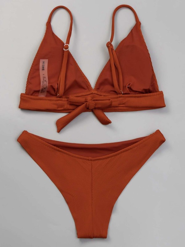 Rib Triangle Bikini Swimsuit