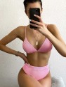 Rib Triangle High Waisted Bikini Swimsuit