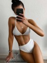 Rib Triangle High Waisted Bikini Swimsuit