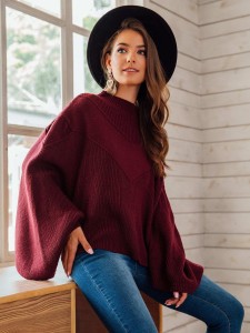 Ribbed Knit Solid Poncho Sweater