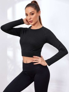 Rib-Knit Crop Sports Tee