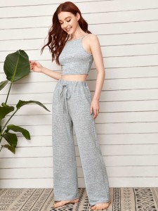 Space Dye Drawstring Waist Cami PJ Set