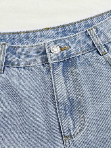 Ripped Raw Hem Denim Shorts