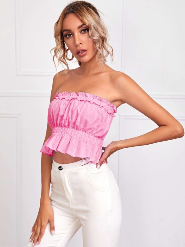 Pink ruffle sales tube top