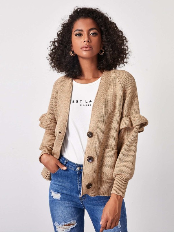 Ruffle deals sleeve cardigan